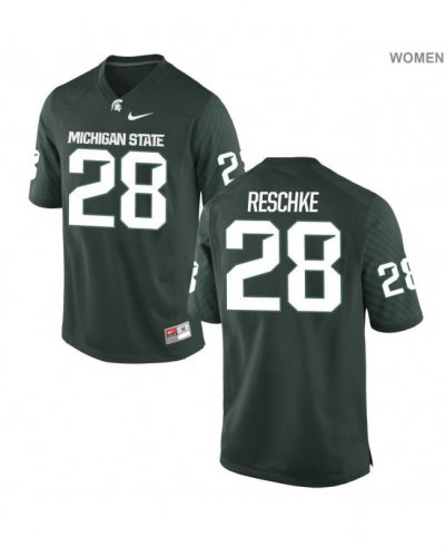 Women's Michigan State Spartans NCAA #28 Jon Reschke Green Authentic Nike Stitched College Football Jersey CA32W50WW